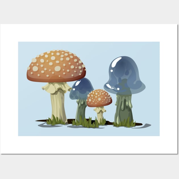 The Two Couple Mushrooms Wall Art by LineXpressions